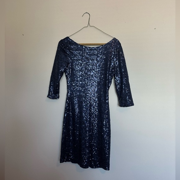 Midnight Doll Navy Sequin Cocktail / Semi-Formal Dress - Picture 3 of 10